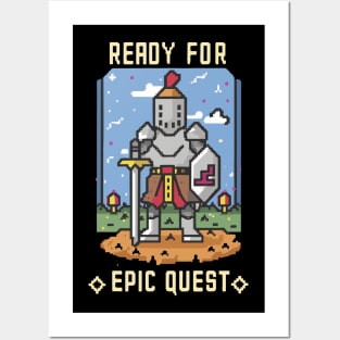 READY FOR EPIC QUESTS funny 8bit retro pixel gaming Posters and Art